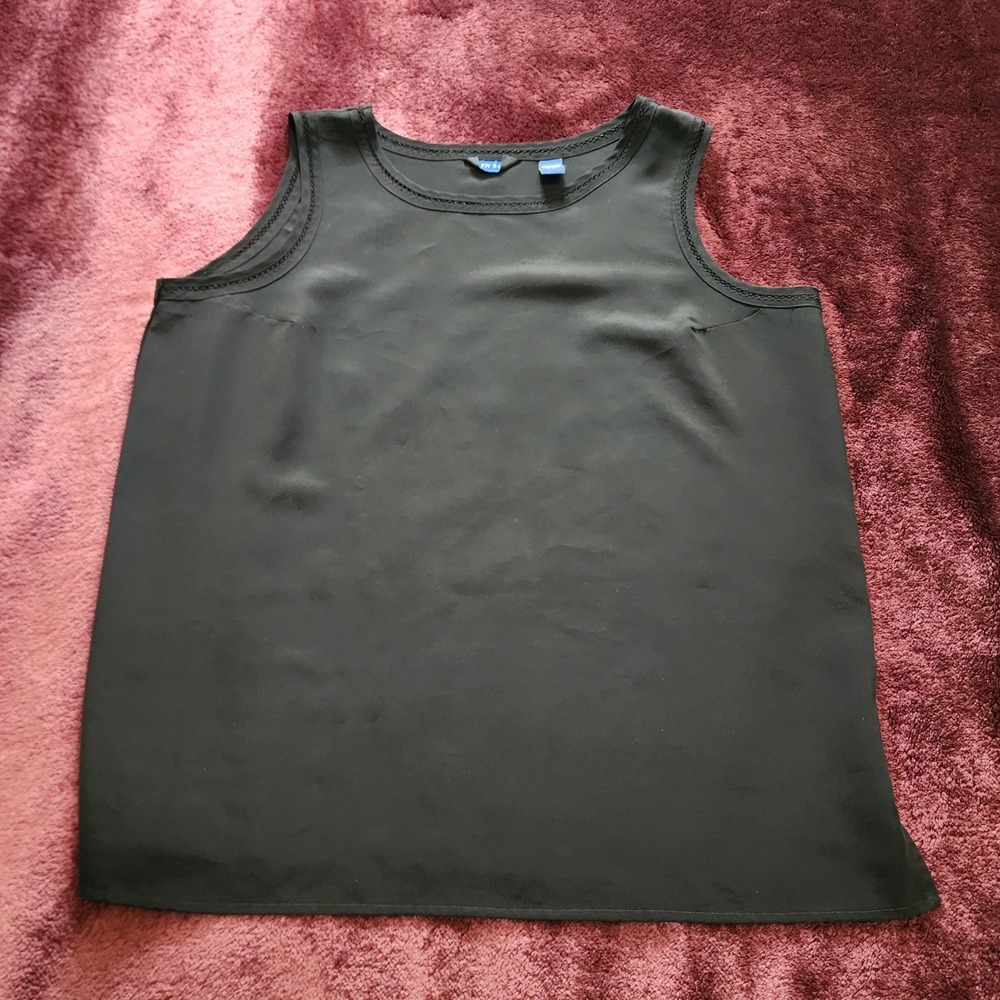 Karen Scott Womens Large Black Sleeveless Blouse Tank Top Career Shell Pullover